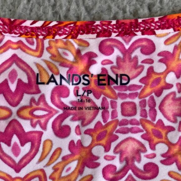 Lands End Top Large Petite Long Sleeve Active Performance Golf Geometri Shirt LP - Picture 7 of 12